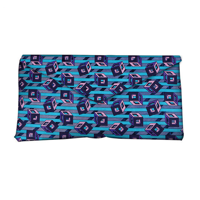 African and Geometric Printed Clutch Handbag