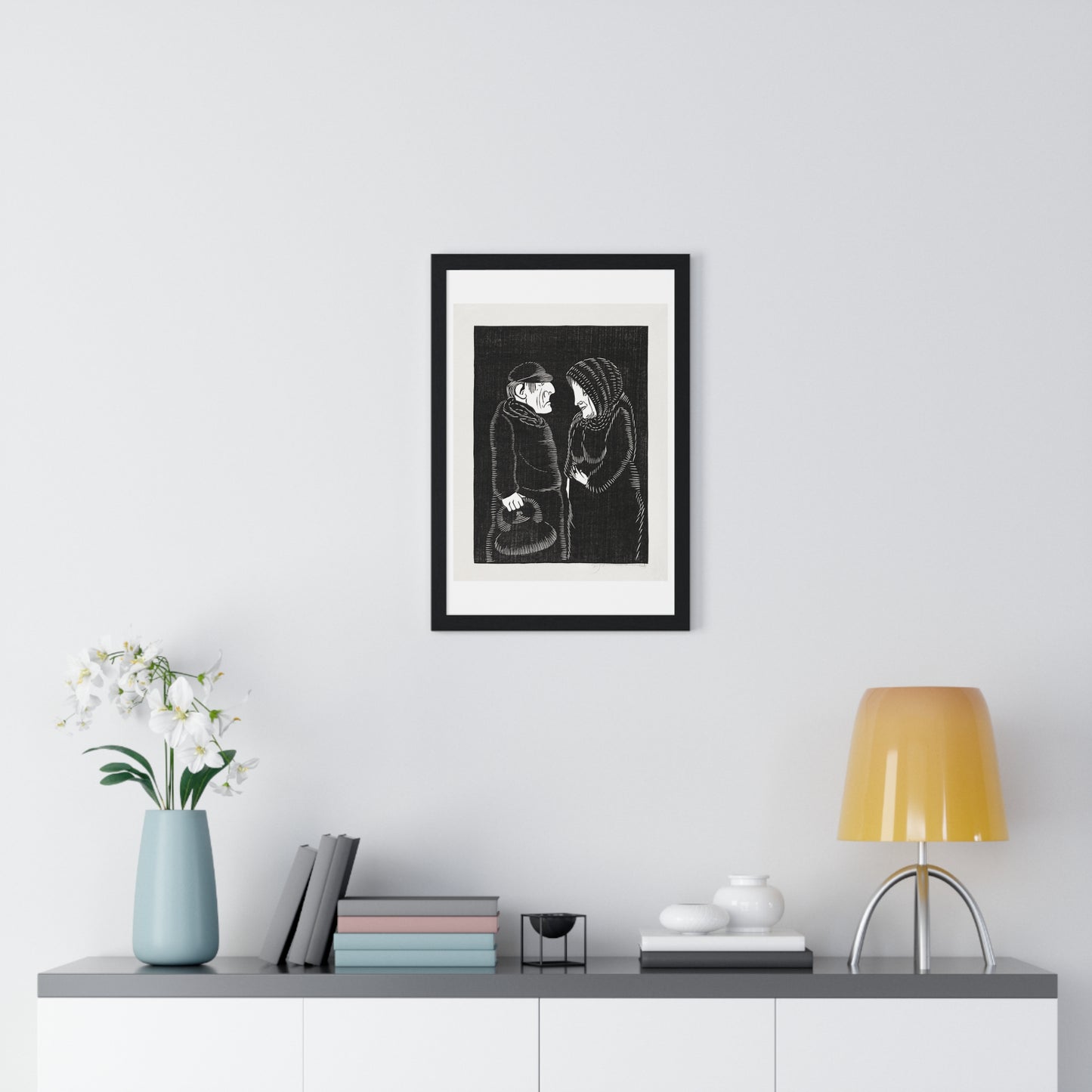 Fantastical Man and Woman 'Fantasie Man en Vrouw' (1929) by Samuel Jessurun de Mesquita, from the Original, Framed Art Print
