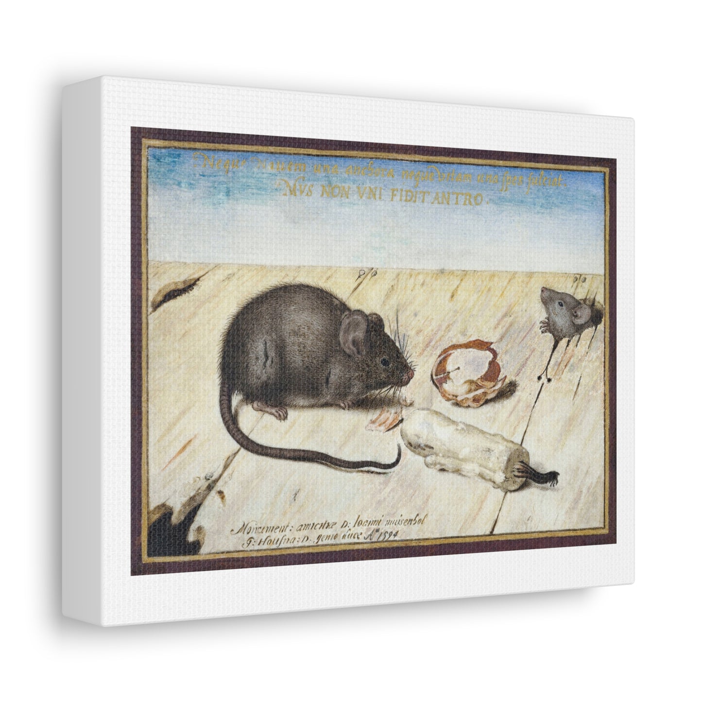 Two Mice (1594) by Joris Hoefnagel, from the Original, Art Print on Canvas