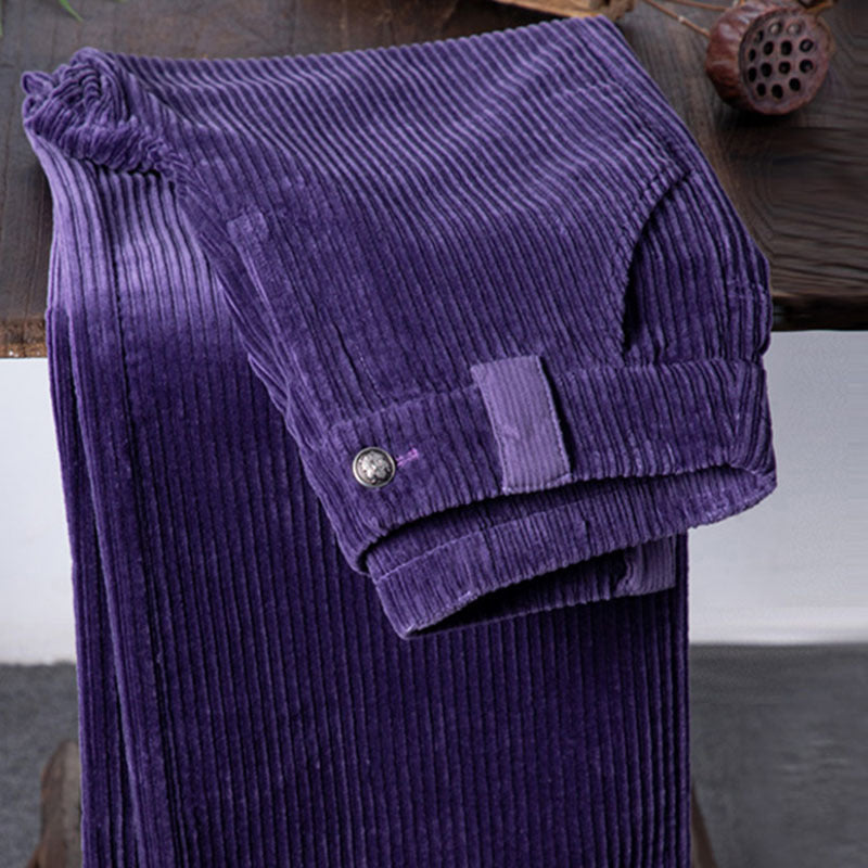 Vireous Women's High-Waisted Purple Corduroy Pants
