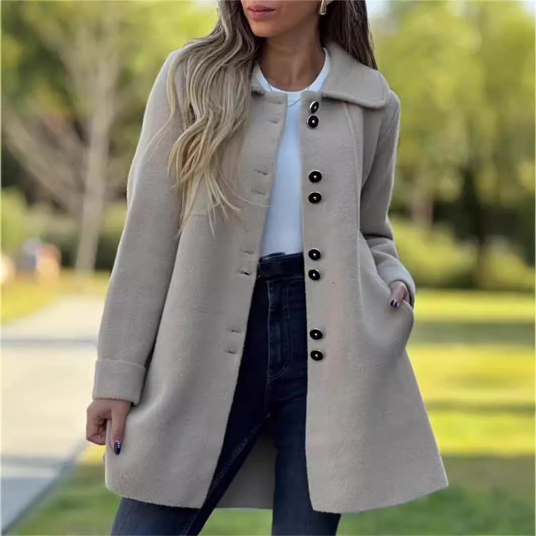 Vireous Women's Single-Breasted Fleece Thermal Long Jacket, Plus Sizes