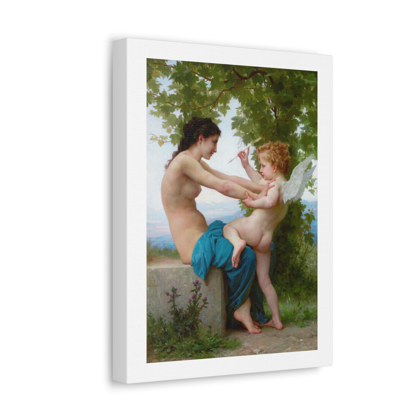 A Young Girl Defending Herself against Love (circa 1880) by William-Adolphe Bouguereau, Art Print from the Original on Canvas