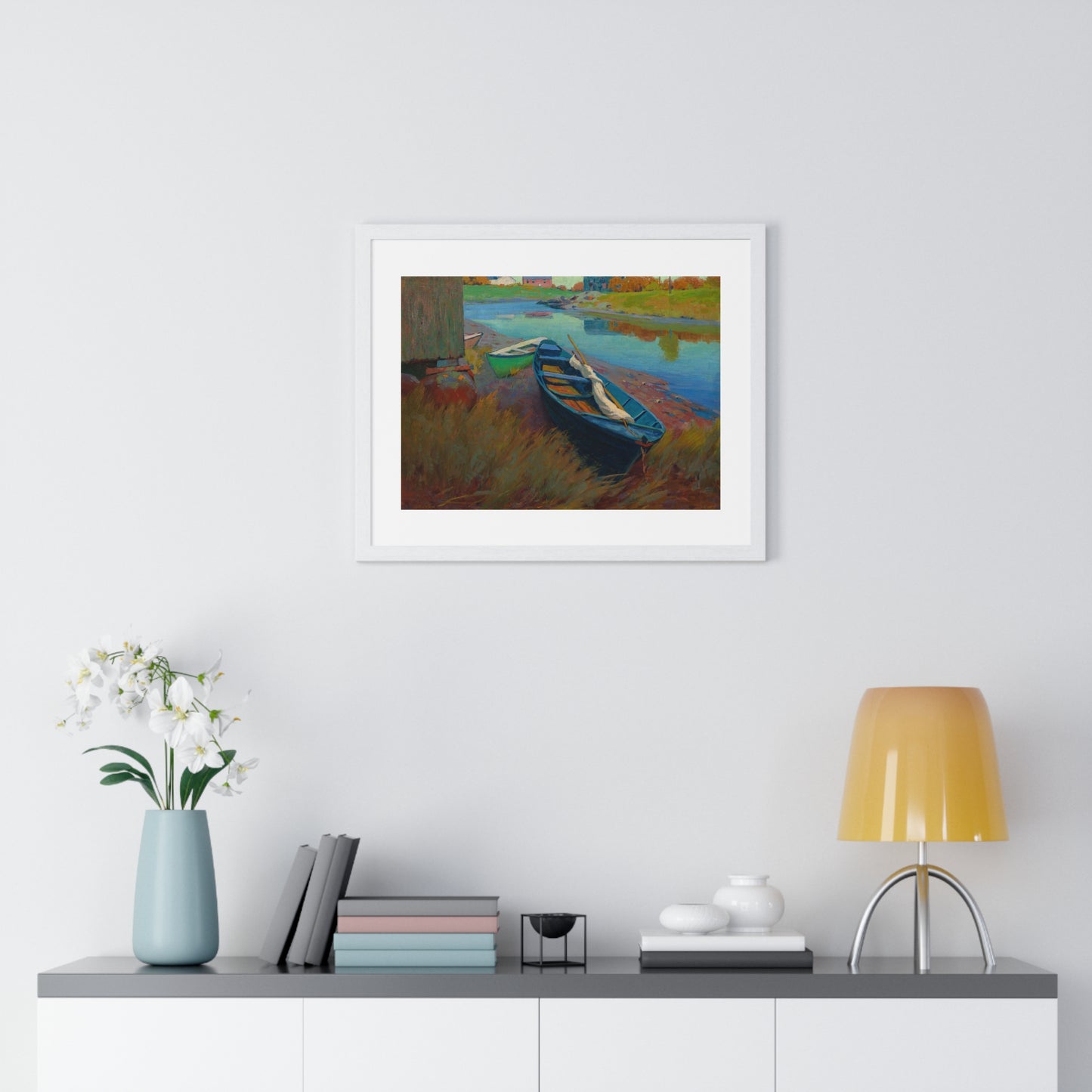 Boats at Rest (circa 1895) by Arthur Wesley Dow, from the Original, Framed Print