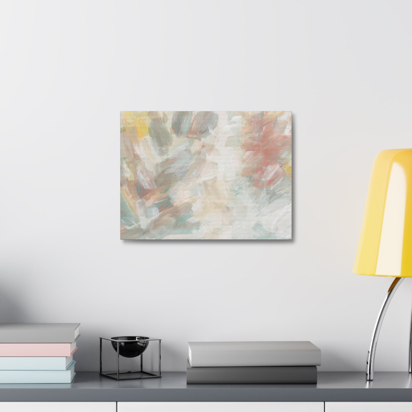 Acrylic Hand Drawn Smear Blot Abstract Art Print on Satin Canvas