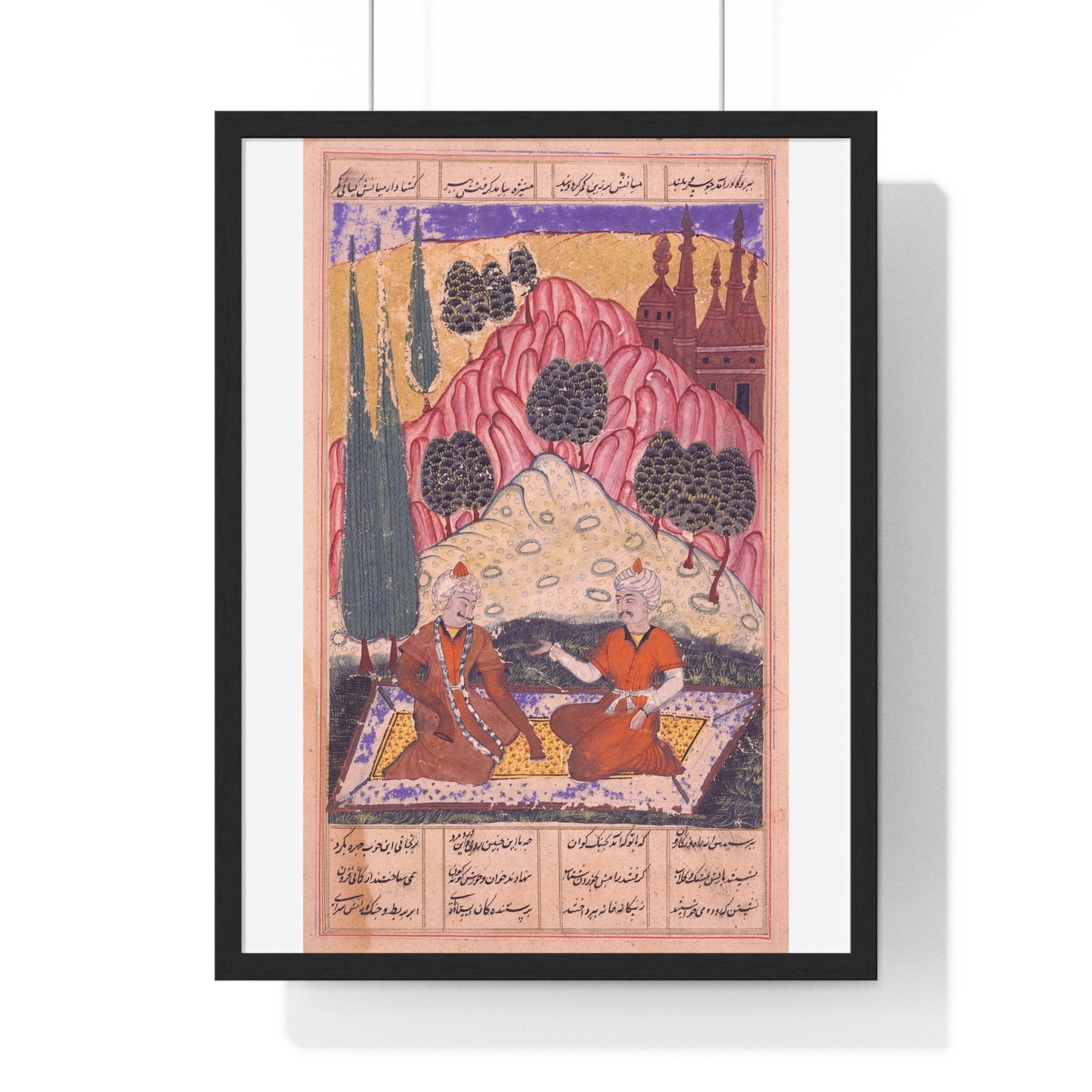 Persian 11th Century Art, Gorgin Leads Bizhan Astray, Folio from the Shahnama 'Book of Kings' Framed Print