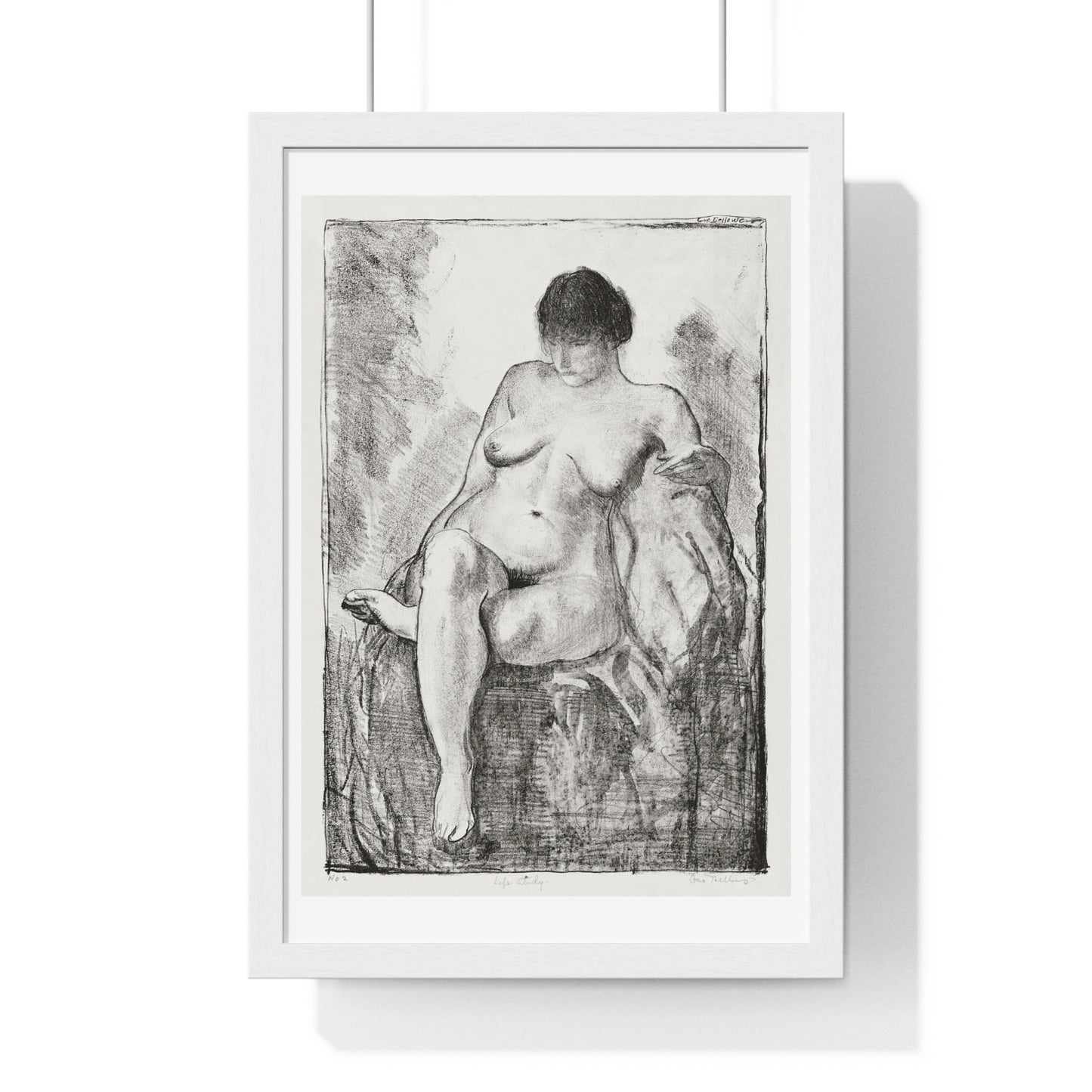 Nude Woman Seated (1916) by George Wesley Bellows, from the Original, Wooden Framed Print
