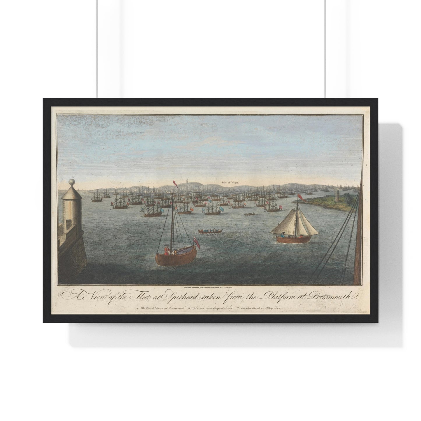 A View of the Fleet at Spithead, Taken from Stone Common near Exbury Distant Upwards of Three Leagues, from the Original, Framed Art Print