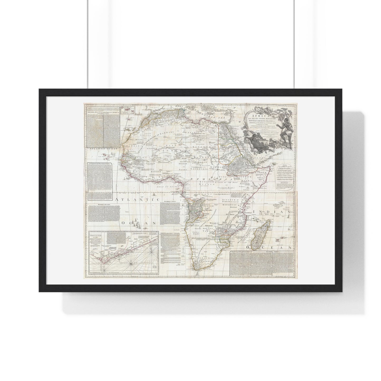 Historically Significant Map of Africa (1794) by Samuel Boulton, from the Original, Framed Art Print