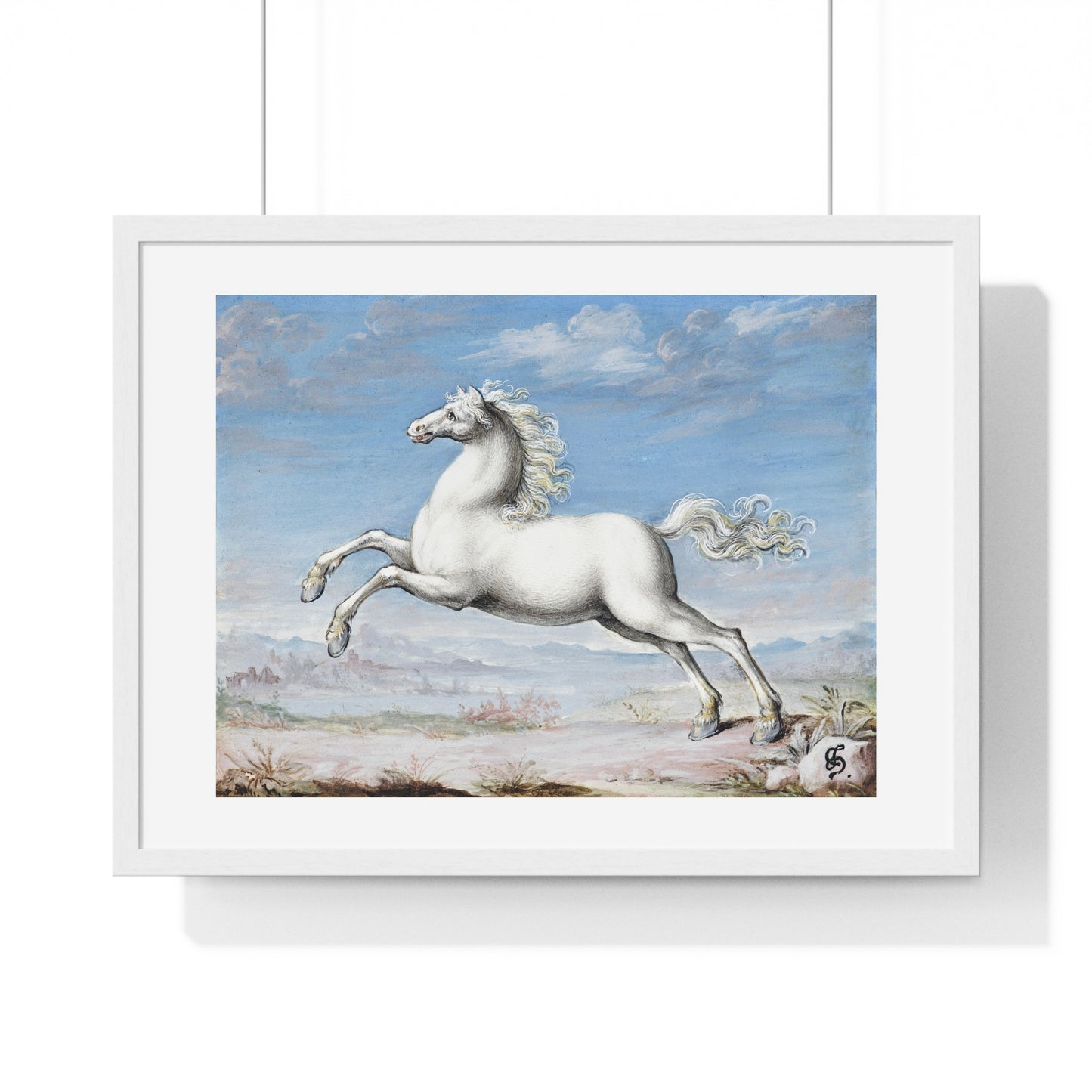 White Horse (1552–1601) by Joris Hoefnagel, from the Original, Framed Art Print