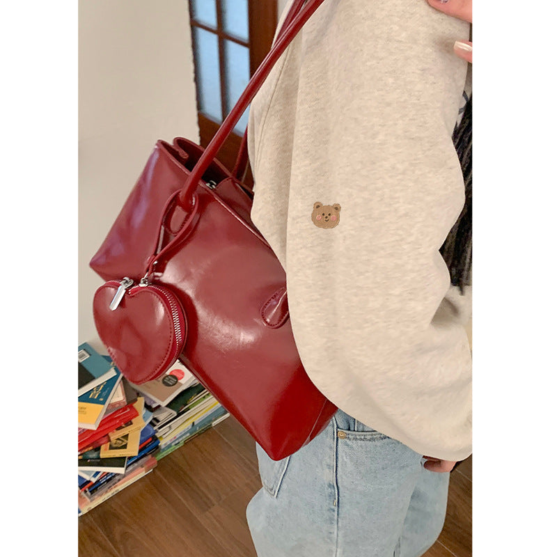 'Red Love' Earphone Large Capacity Long Handle Shoulder Handbag