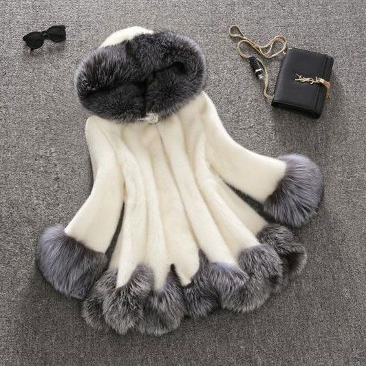 Faux Fur Medium-Length Mink Fur Coat