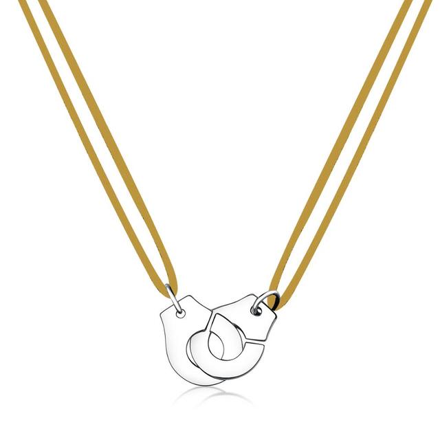 Handcuff Pendant Necklace, 925 Sterling Silver with Adjustable Cord