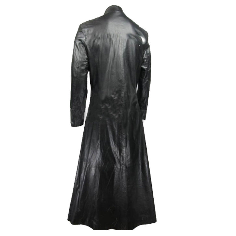 Vireous Plus-Size Leather Men's Long Coat