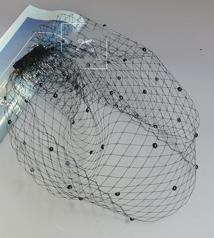 Summer Wedding Pearl Veil Mesh Headpiece