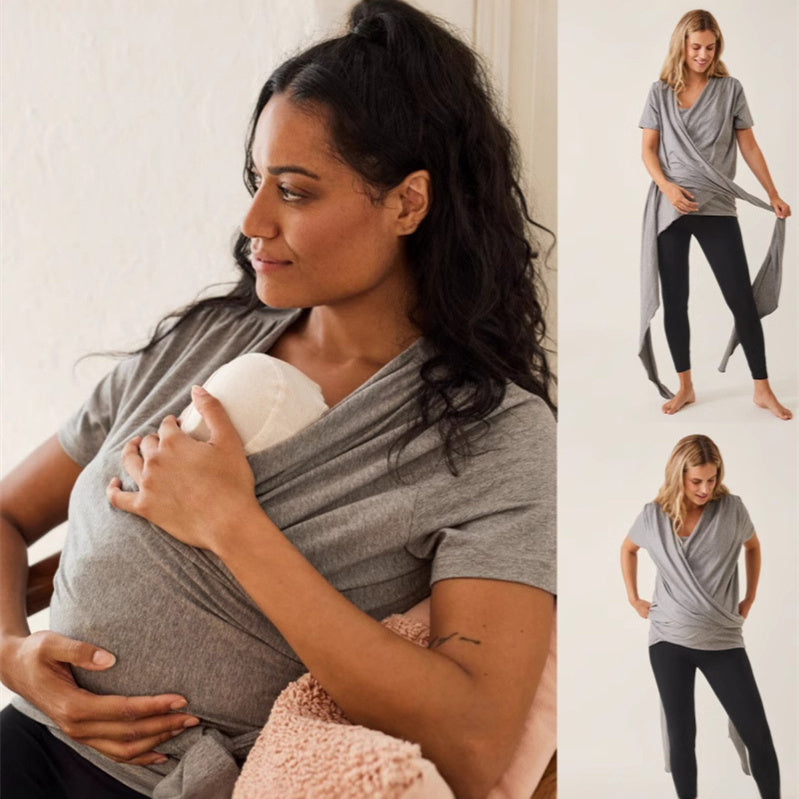 Summer Mother and Child Short-Sleeve Postpartum Nursing Top