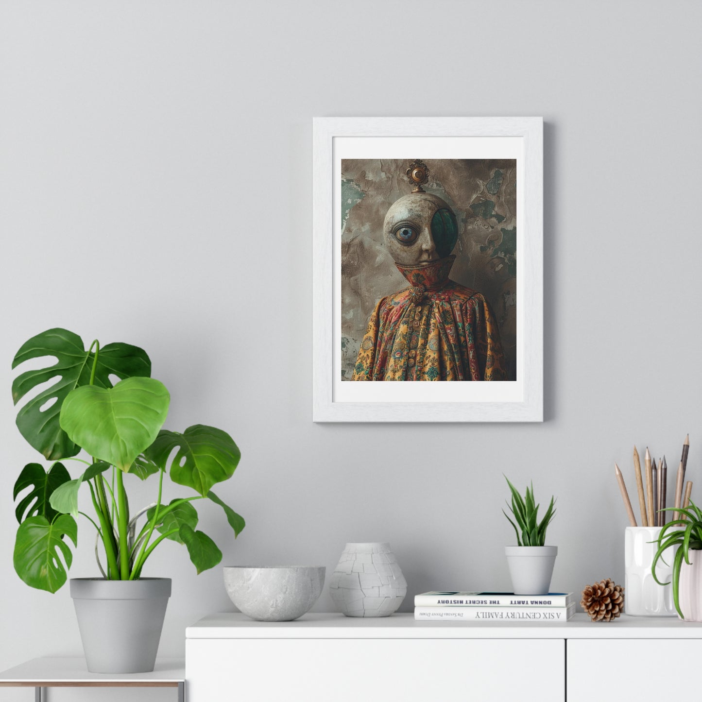 Head Replacement III, Abstract Art 'Designed by AI', Framed Art Print
