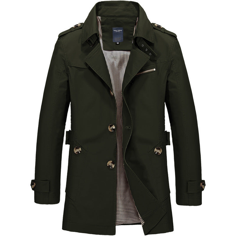 Large-Size Trench Coat, Men's Work Coat, Pure Cotton