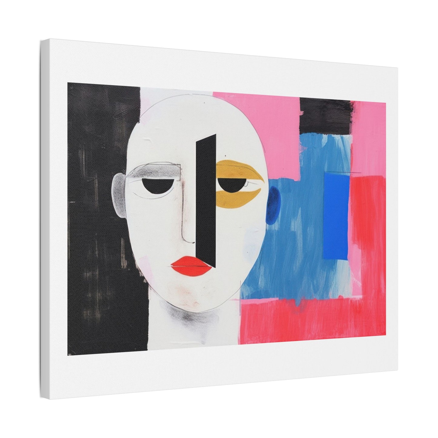 Minimal Simple Male Portrait Abstract Painting 'Designed by AI' Art Print on Canvas