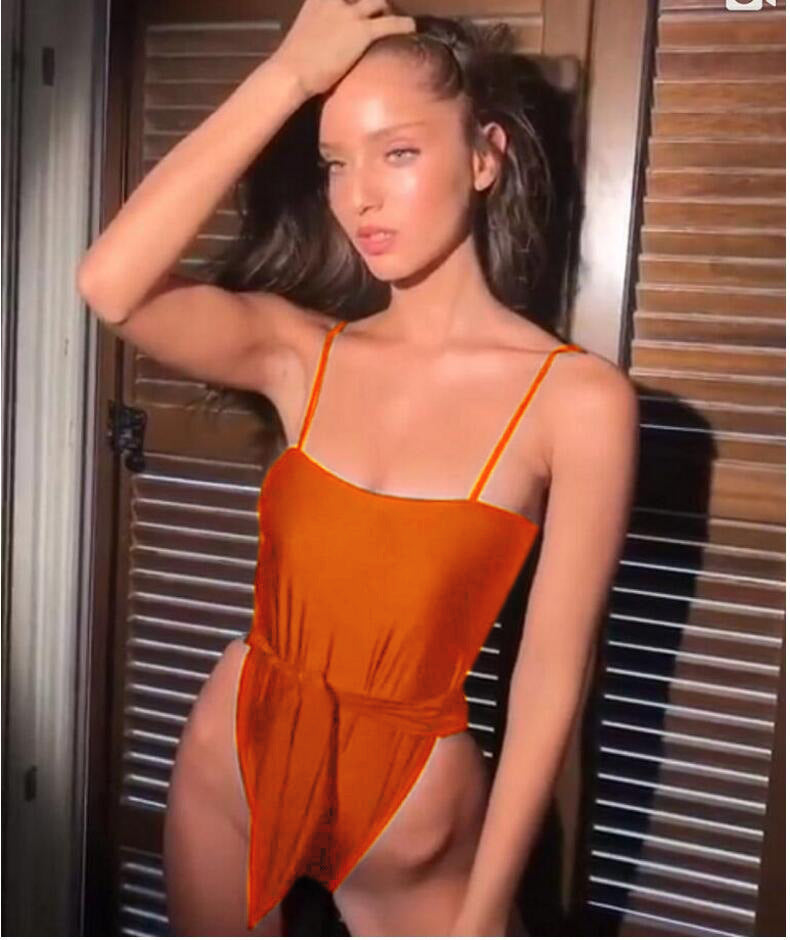 Women's Swimwear One-Piece, Spaghetti Strap Bandage Beachwear