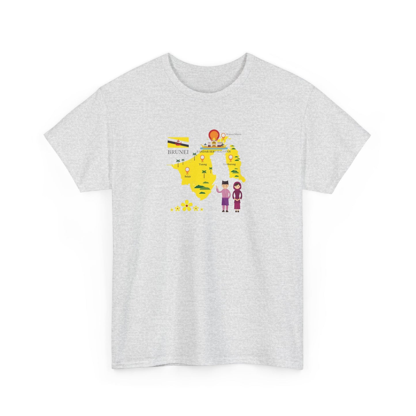 Brunei Tourism Map and Landmarks T-Shirt