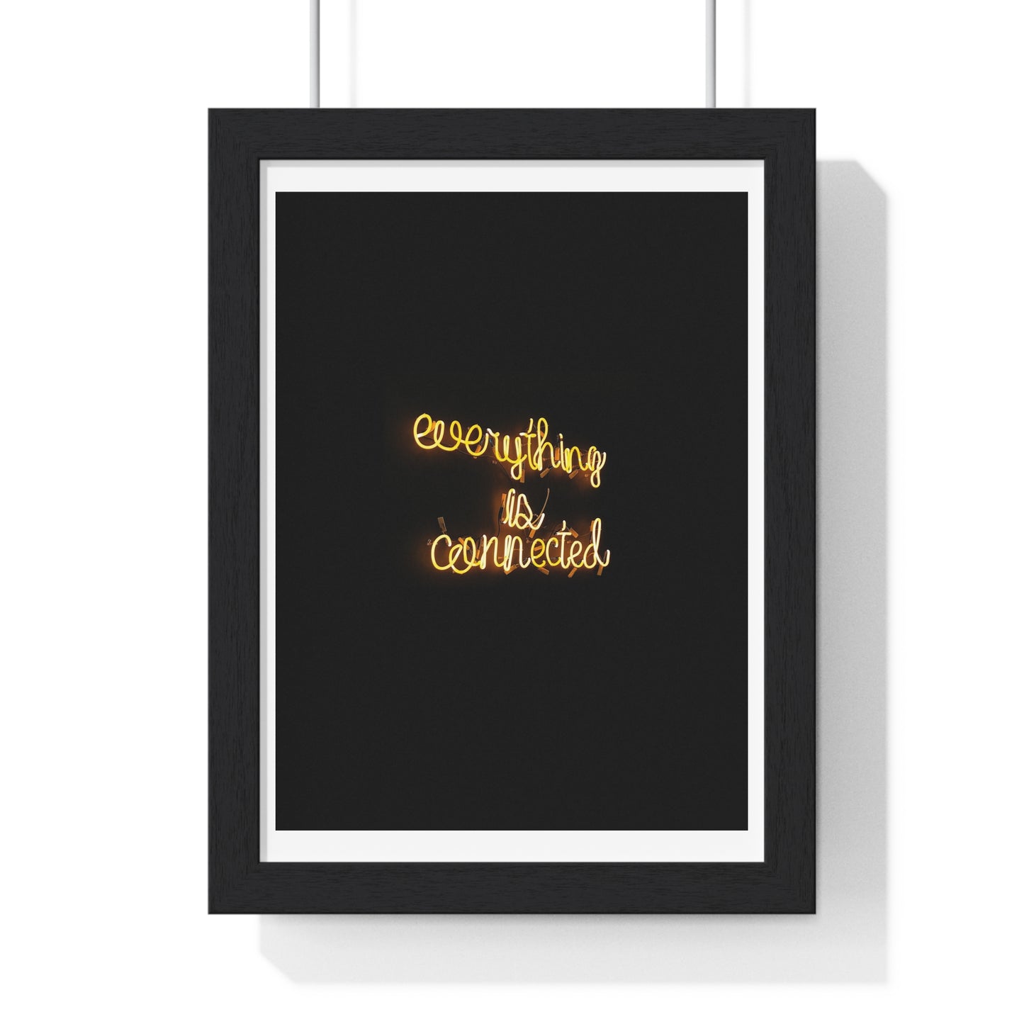 Everything is Connected Neon Sign, Wooden Framed Art Print