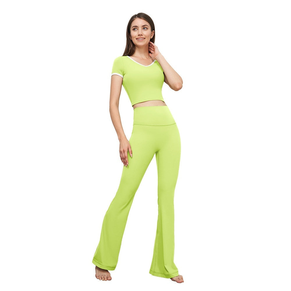 Nude-Feel Wide-Leg Skinny Yoga Pants, High-Waist Sports Leggings