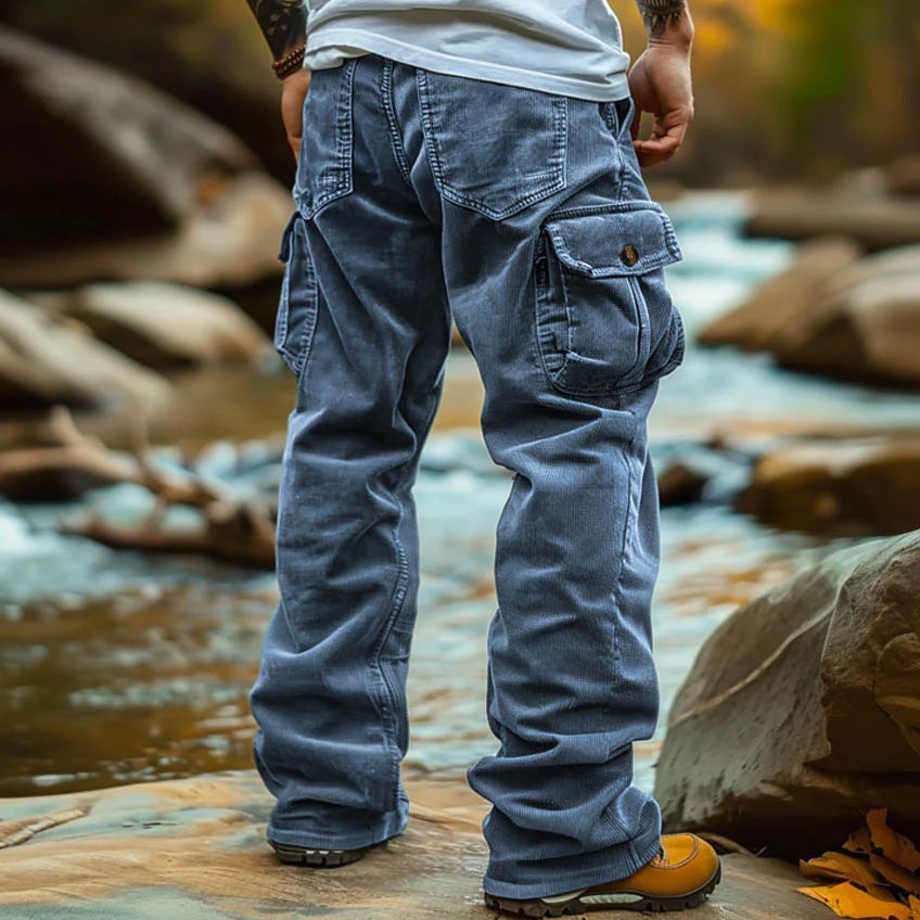 Retro Loose Cargo Pocket Elasticated Men's Trousers