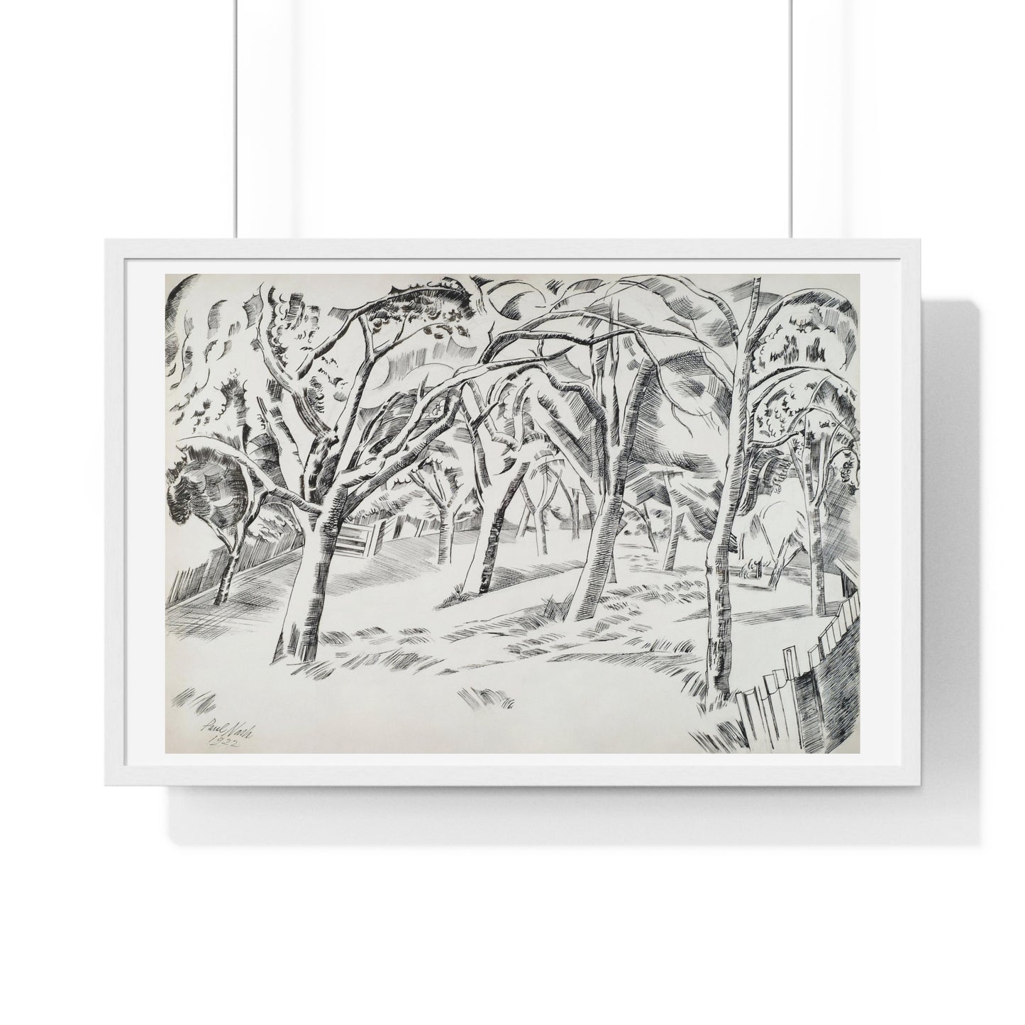 The Orchard (1922) Drawing by Paul Nash from the Original, Framed Art Print