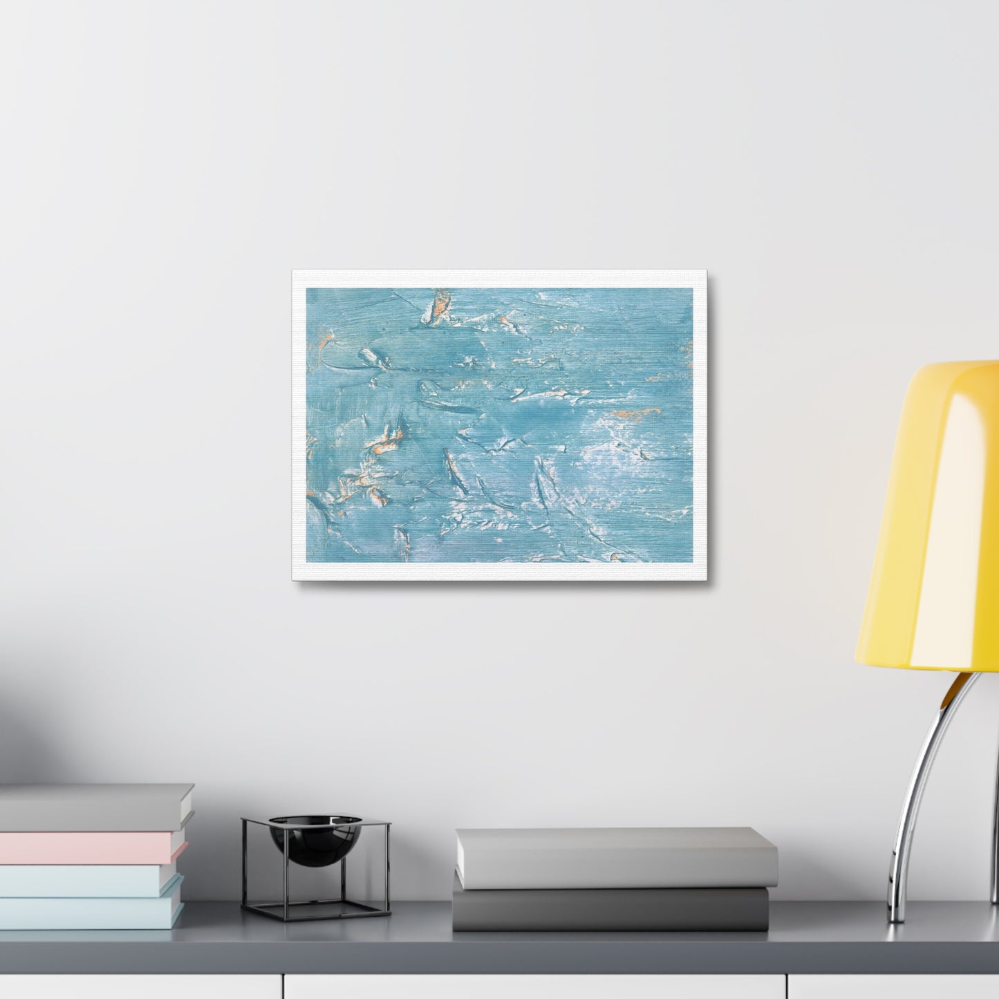 Abstract Blue Waves Watercolour, Art Print on Satin Canvas