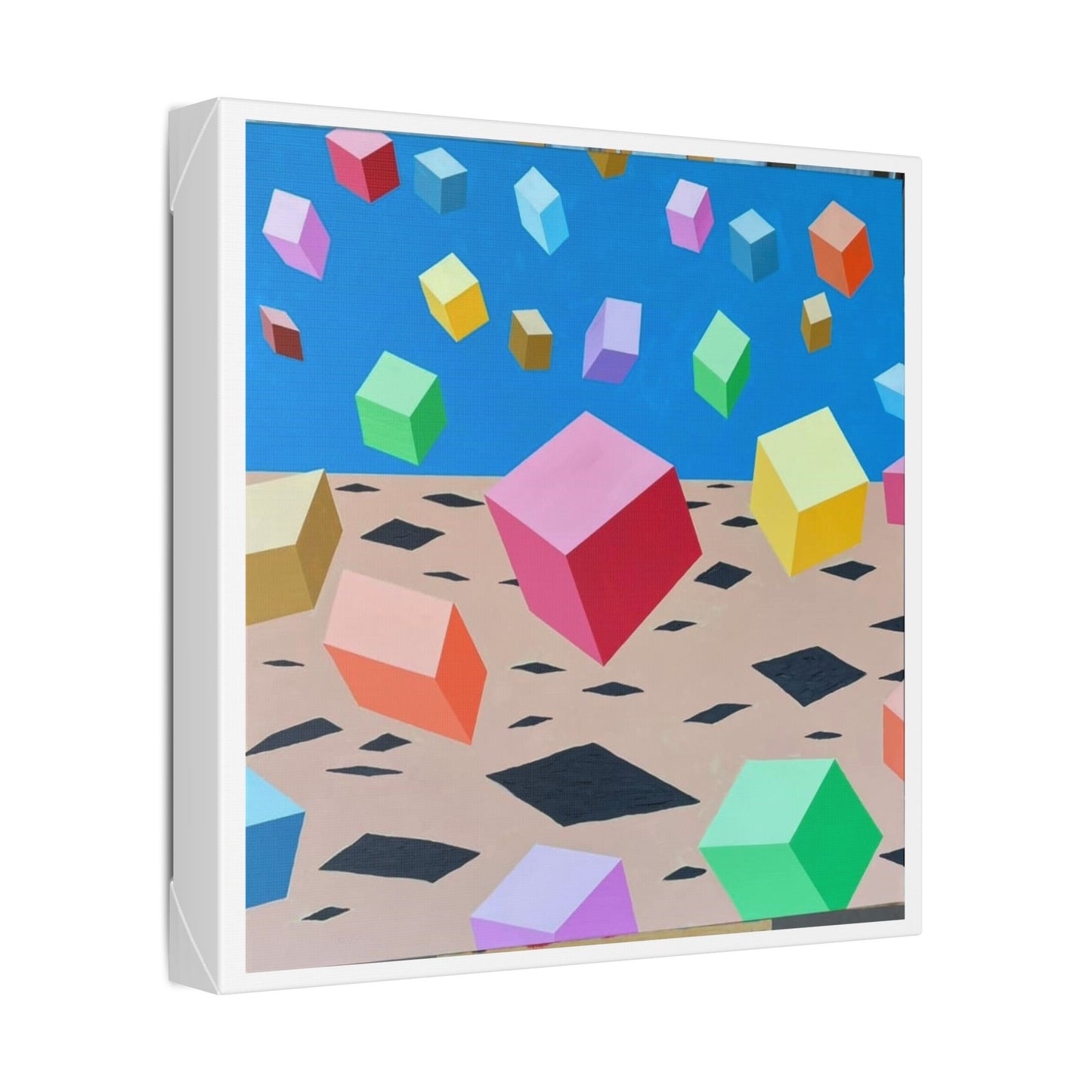 Bouncing Boxes, Cartoon Art 'Designed by AI' Canvas Art Print