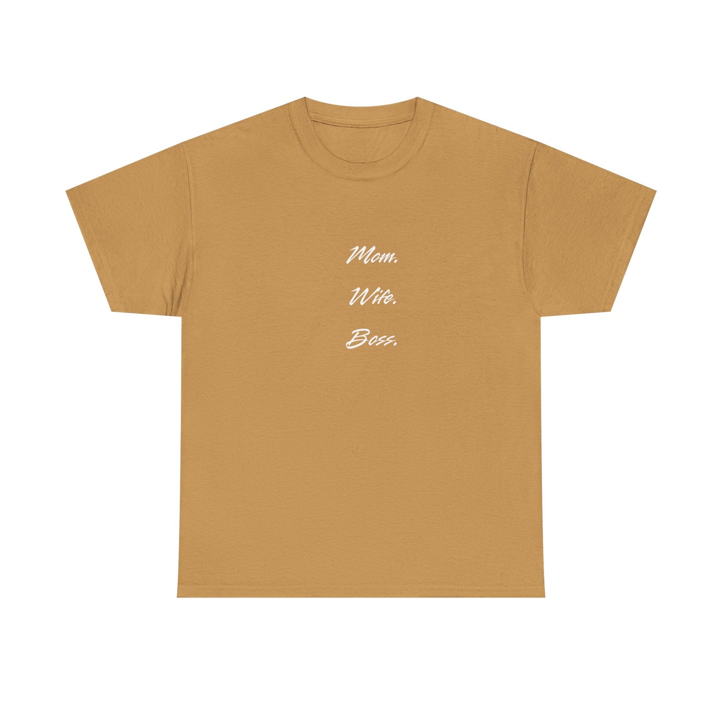 'Mom, Wife, Boss' Heavy Cotton T-Shirt Funny Mom Workout Mom Boss New Mum New Boss