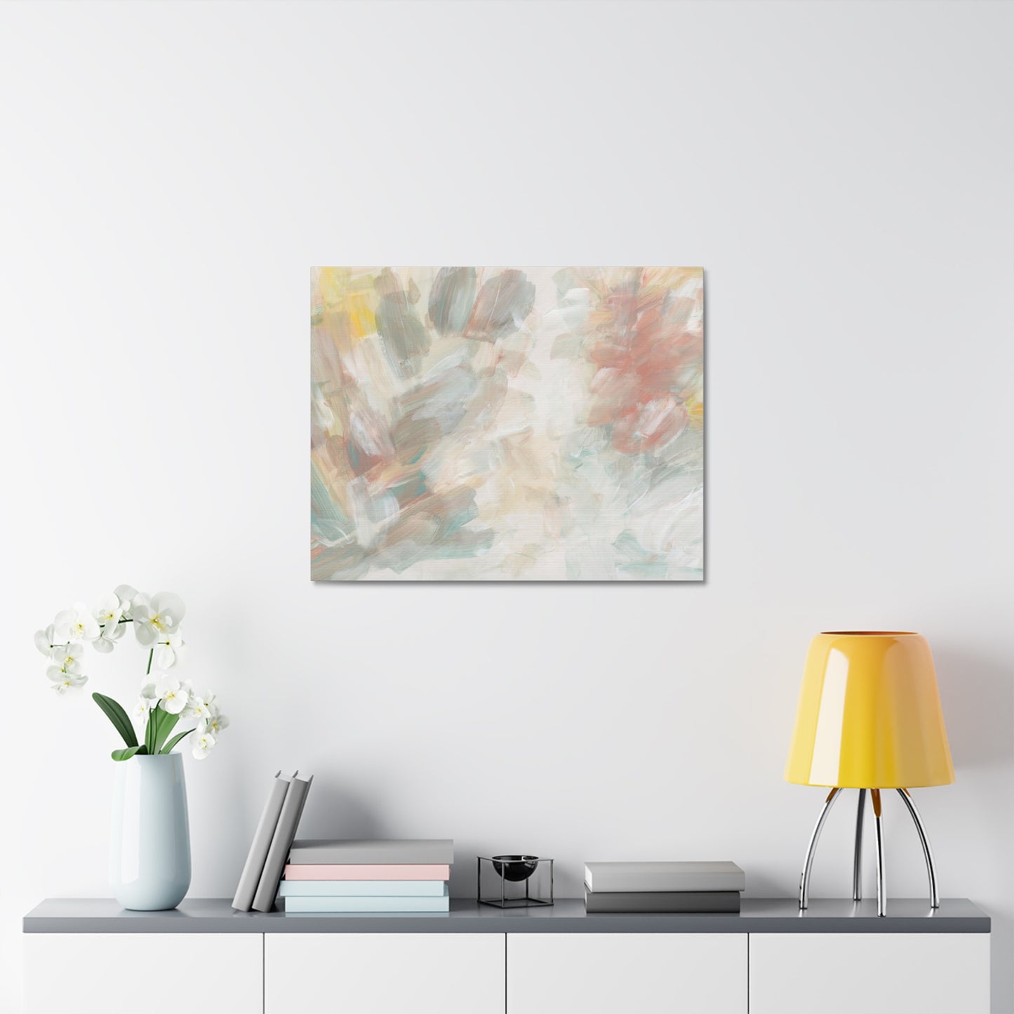 Acrylic Hand Drawn Smear Blot Abstract Art Print on Satin Canvas