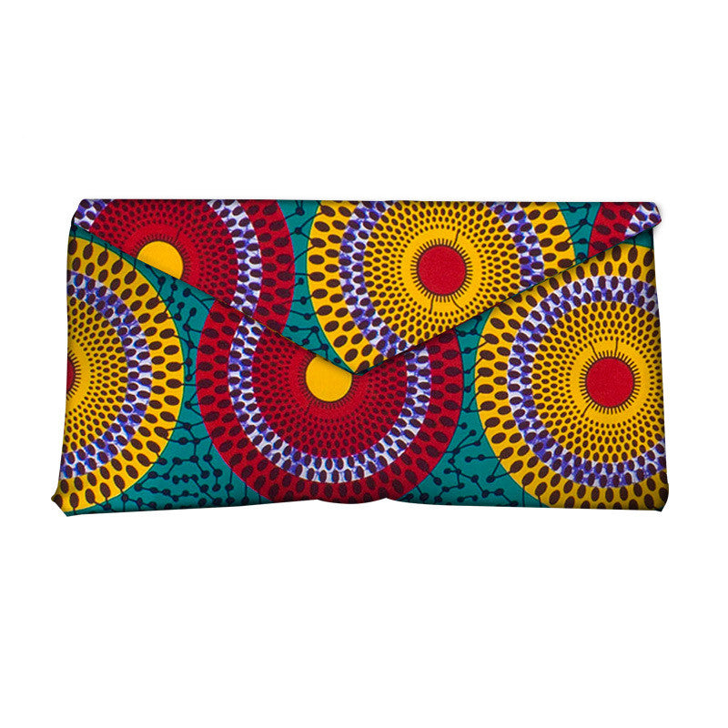 African and Geometric Printed Clutch Handbag