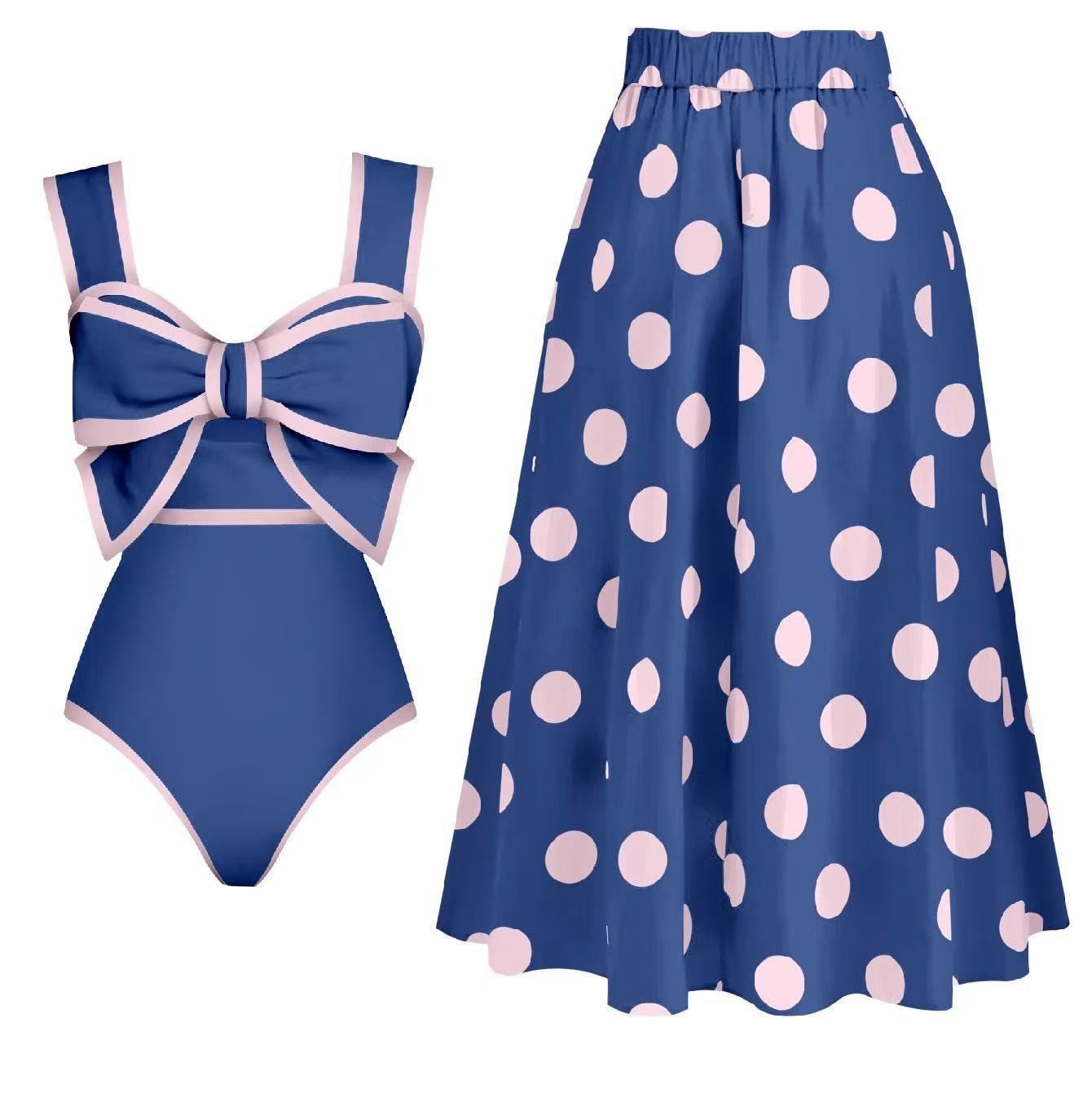 Women's One-Piece Classic Swimsuit with Matching Cover Up Skirt