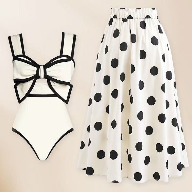 Women's One-Piece Classic Swimsuit with Matching Cover Up Skirt