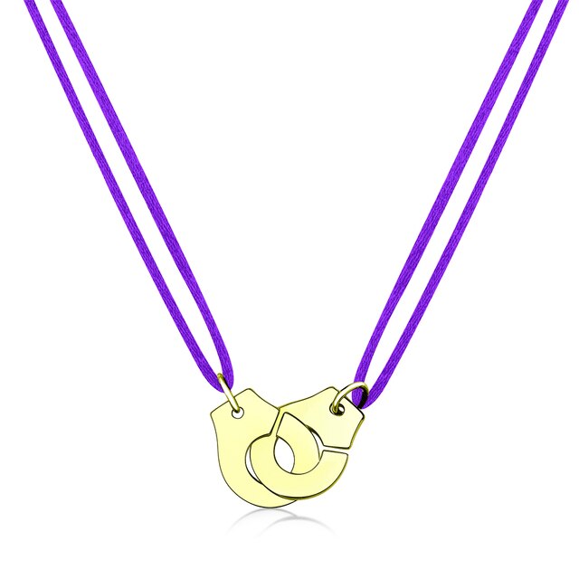 Handcuff Pendant Necklace, 925 Sterling Silver with Adjustable Cord