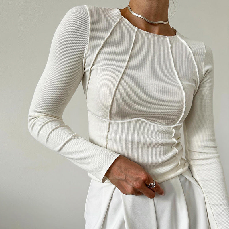 Slim Long-Sleeve Womens Split Thread Women's Casual Top