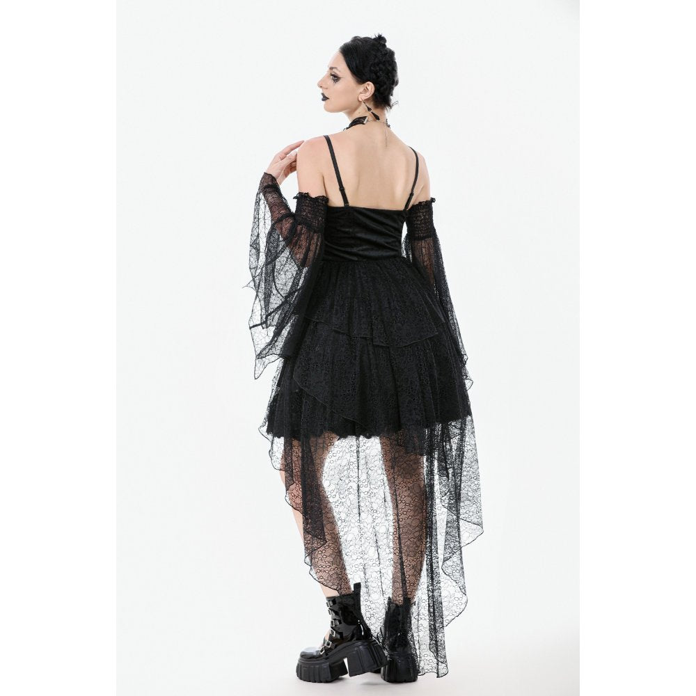 Dark in Love Seraphine Black Lace Ruffle Arm Warmer Sleeves