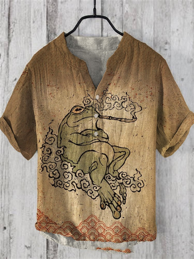 Summer Men's Short-Sleeve Abstract Nature Print Shirt, Multi Designs