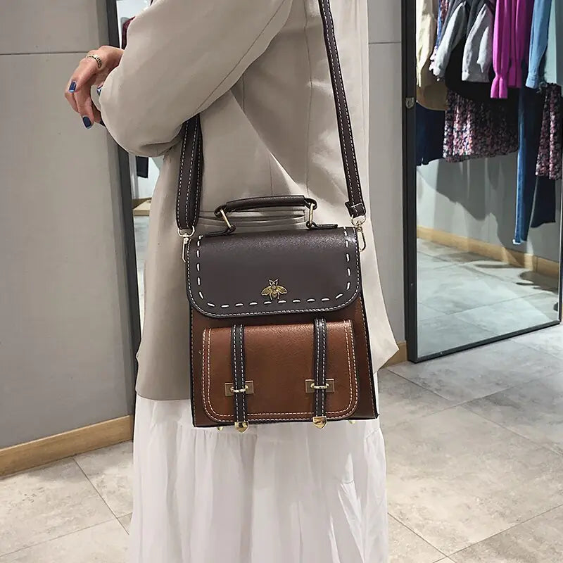 YBYT Vintage Panelled Leather Women's Backpack