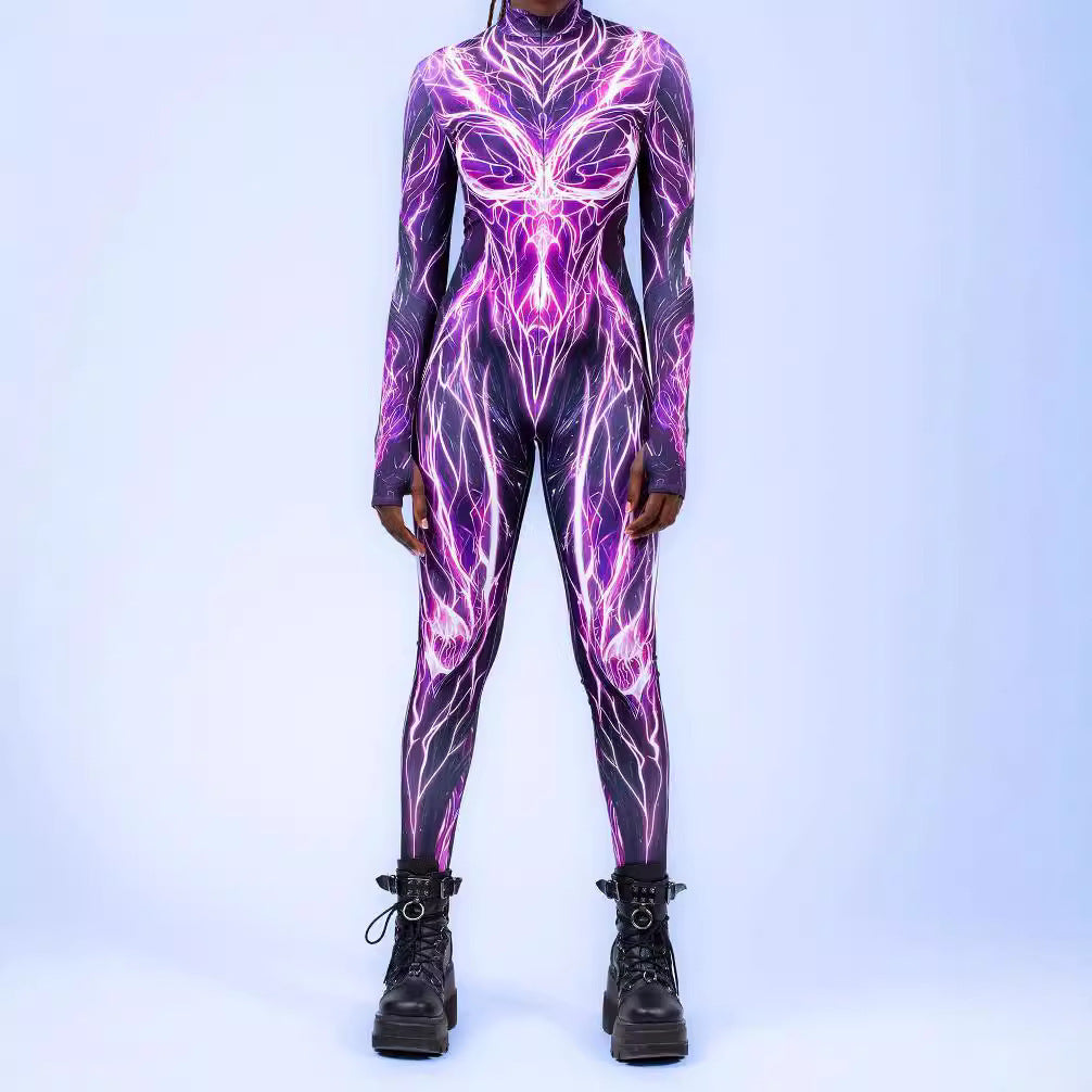 3D Digital Printed One-Piece Women's Party Performance Wear Bodysuit