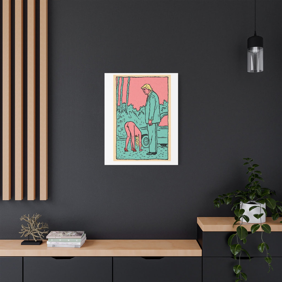 Donald Trump, Cartoon Pop Art Print on Satin Canvas, Stretched