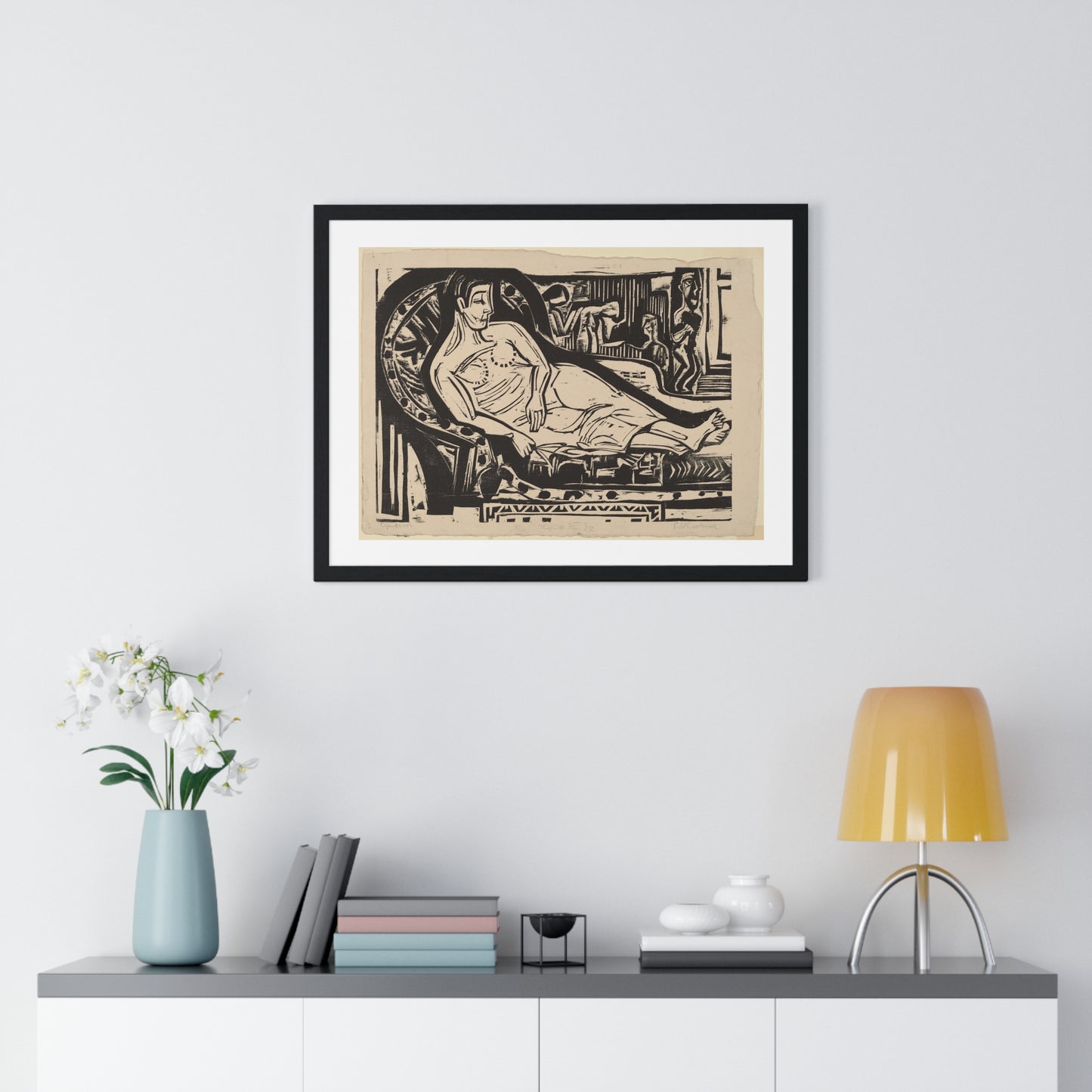 Woman Lying on a Sofa (1926) by Ernst Ludwig Kirchner, from the Original, Framed Art Print