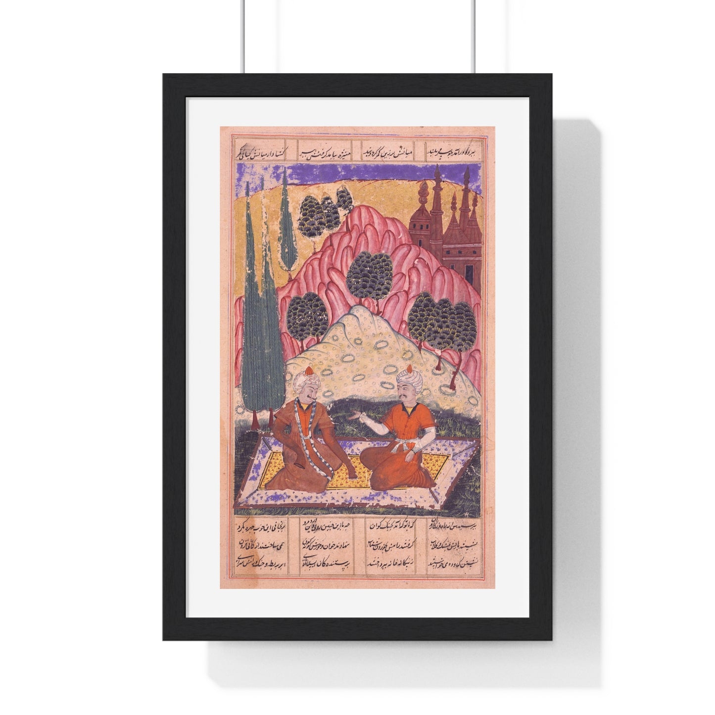 Persian 11th Century Art, Gorgin Leads Bizhan Astray, Folio from the Shahnama 'Book of Kings' Framed Print