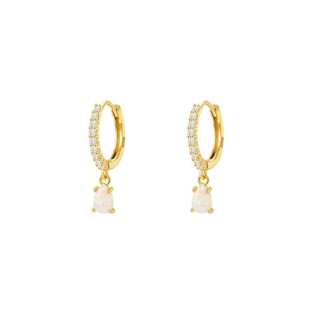 925 Sterling Silver Opal Droplet Jewellery Set