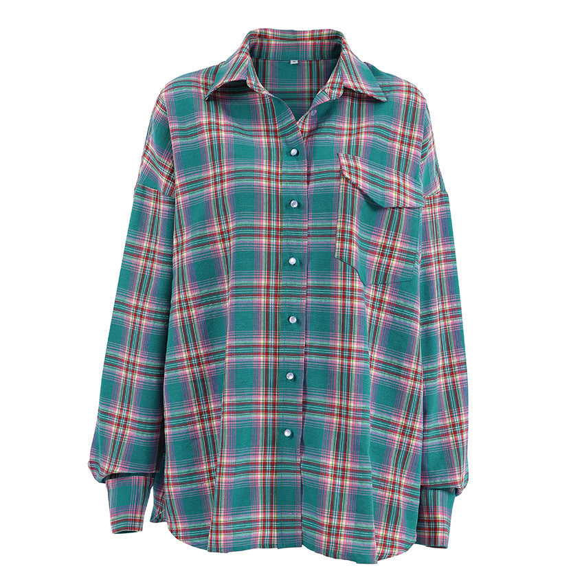 Women's Retro Classic Very Long Plaid Summer Shirt