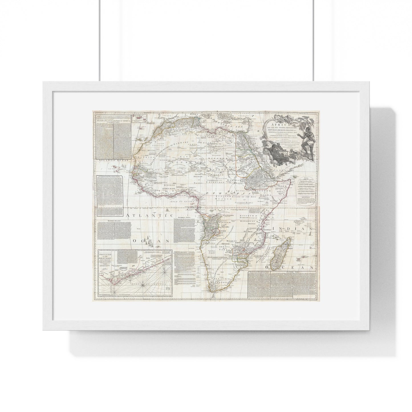 Historically Significant Map of Africa (1794) by Samuel Boulton, from the Original, Framed Art Print