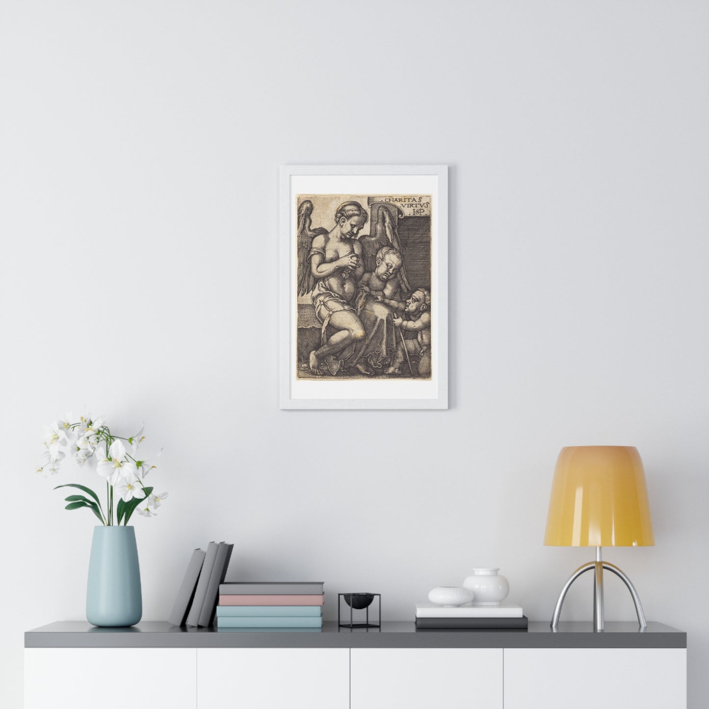 Charitas (1539) Engraving by Sebald Beham, from the Original, Framed Art Print