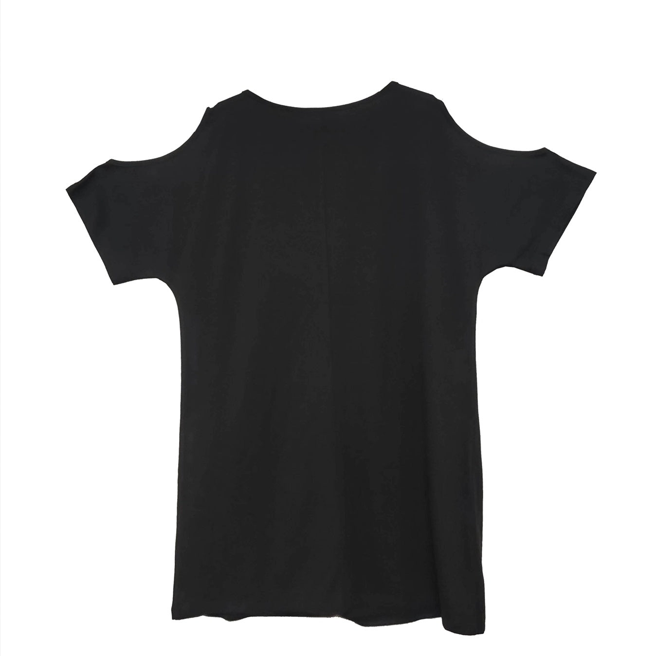 Vireous Simple Versatile Black Dress, Loose Short Sleeves with Hip Wrap