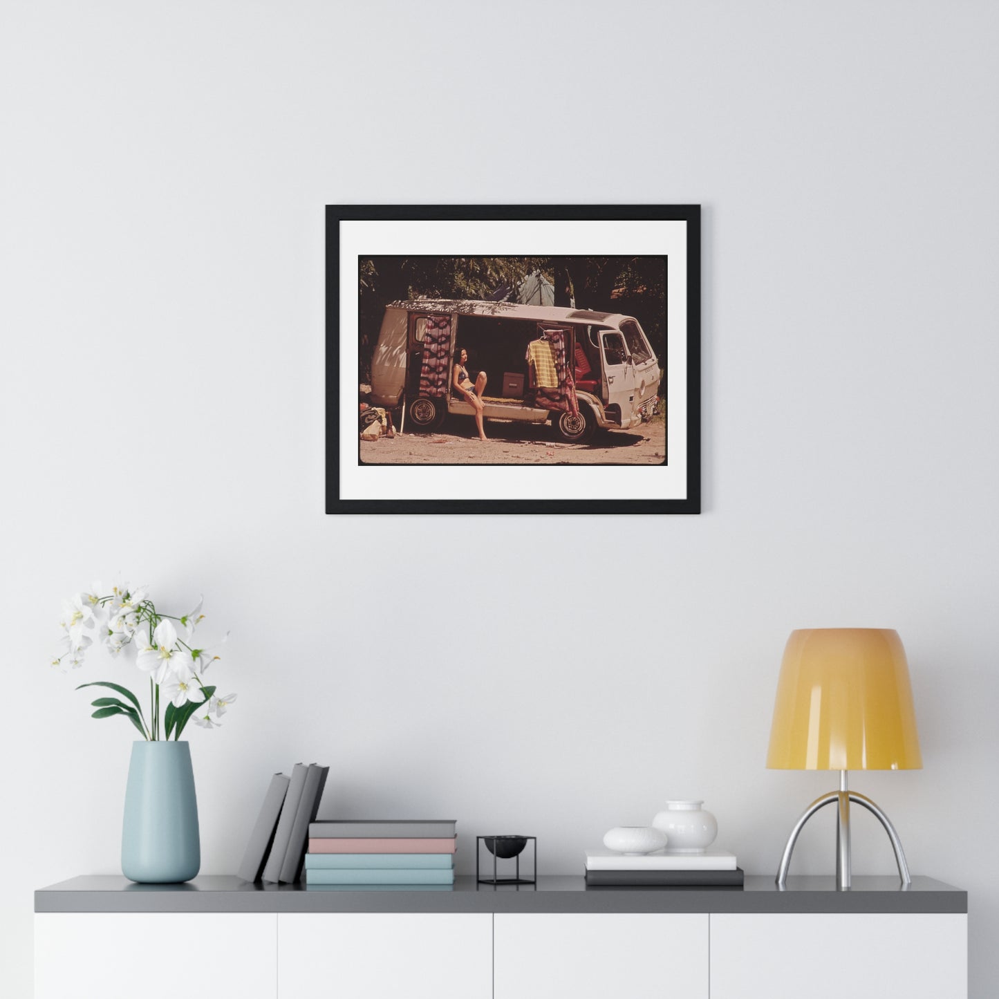 Vintage Photography, Campers at Garner State Park (1972) by Marc St Gil, from the Original, Framed Print